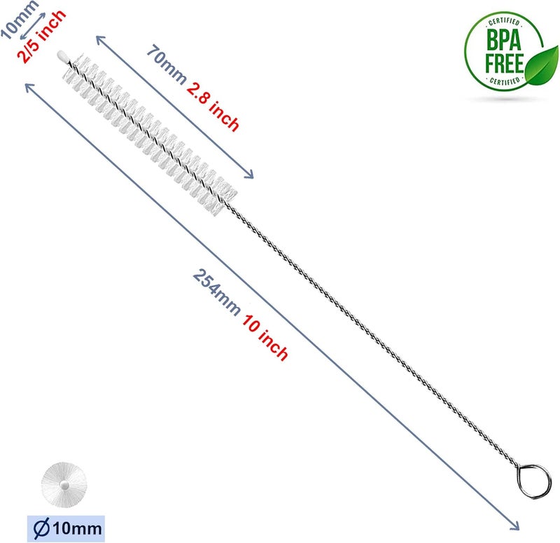 BEUICIRY Long Straw Cleaner Brush Extend 10 inch, Wide 10mm diam Pipe Cleaners, Long Brush for Sippy Cup, Water Bottle and Tubes, Drinking Straw Cleaning Brush Set 10 Pack - Image 2